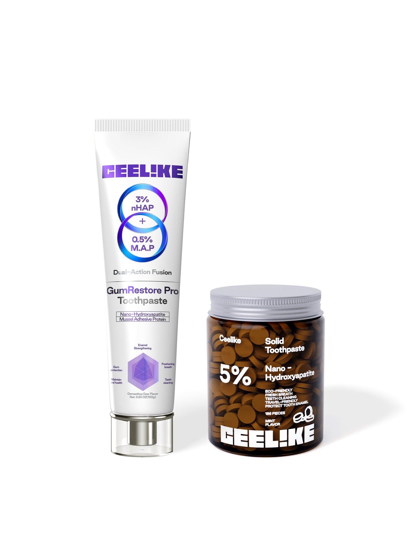 CEELIKE Dual Care Pack – Toothpaste + Solid Tablet Jar